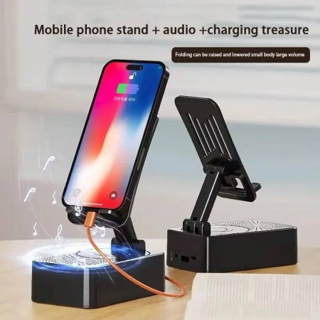 3-in-1 Wireless Speaker – Music, Phone Stand & Power Bank